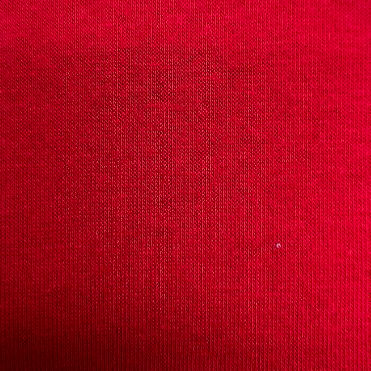 Scarlet Red Stretch Fine Sweetshirt Flok Fabric